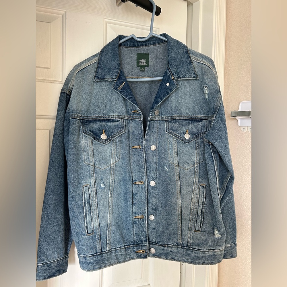 Wild Fable Oversized Ripped Detail Denim Jacket